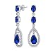 Simulierte Saphir Kubische Zirkonia Halo Blau Cz Teardrop Statement Baumeln Ohrringe Für Frauen Pageant Silber Vergoldet Messing