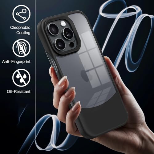Image of KARWAN️Ultra-Hybrid Shockproof Back Cover Case for iPhone 16 Pro Max | Camera Protection Bump |Shockproof Back Cover Case for iPhone 16 Pro Max (PC & TPU, Smoked Matte Sides) Black