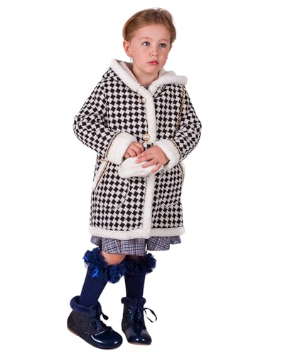 Manteau d'hiver pied-de-poule tenue de fête fille chic avec sac