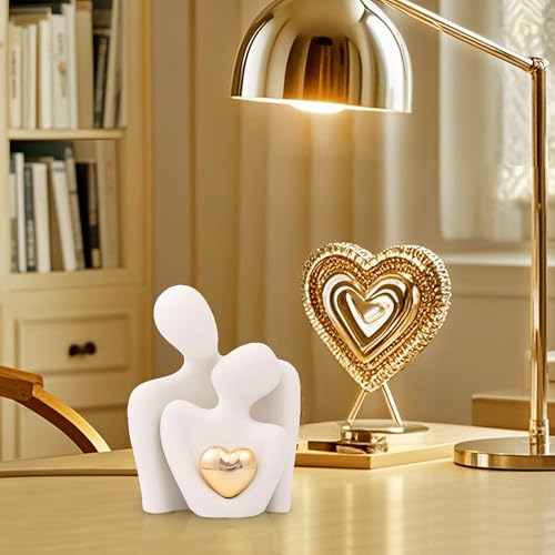 Figura Decorativa Mini Estatua de Pareja en Cerámica Blanca 4.72in miniatura 4