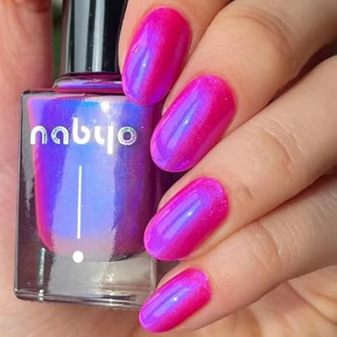 COSMOO Hot Pink Nail Polish, Deep Neon Pink Blue Glow Pop Quick Dry Nail Lacquer for Nail Art Varnish, 0.41 fl oz Cover
