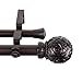 A&F Rod Decor - Rosette Double Curtain Rod 1 inch Diameter, 160-240 inch - Mahogany
