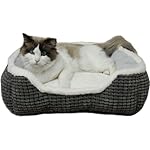 Luxury Square Grey Cat & Dog Bed - Soft Washable Animal Pet Beds with Anti-Slip & Water-Resistant Bottom, Perfect for Indoor Small Dogs & Cats, Kittens & Puppies