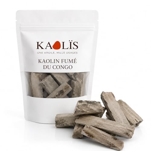 6 Batôns de Kalaba Fumé du Congo – Séchage Traditionnel – Texture Fine et Minérale – kaolin Fumé 100% Pur – Argile Blanche Africaine – Terre Naturelle – Veloutée et Ferme – Sensation ASMR