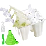 Popsicle Molds 6 Pieces Silicone Ice Pop Molds Popsicle Models Reusable Easy Release Ice Pop Maker (White)