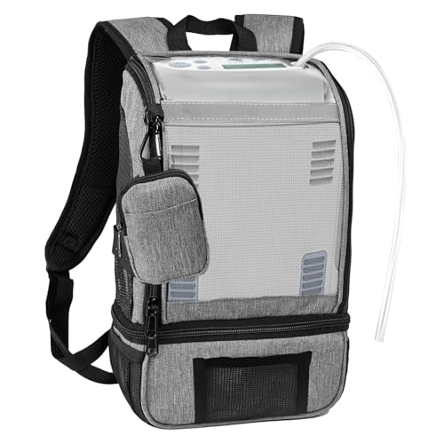 MUROCEA Sauerstoffkonzentratoren Rucksack - POC Tragetasche kompatibel mit Inogen One G3 & G5, Inogen Rove 6, tragbar, mit reflektierenden Streifen (Grau)