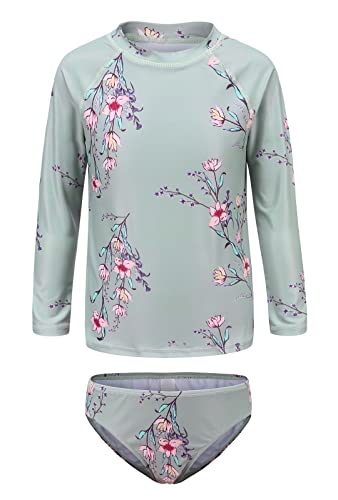Image of Girls Long Sleeve Rash Guard Set Tie Dye Bathing Suits Two Piece Swimsuits for Kids Swim Shirts 3-16 Years