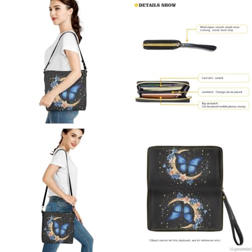 Image of Bucket Crossbody Bag Set for Women Lady, Leather Purse and Wallet Set Large Bucket Bag with Wallet