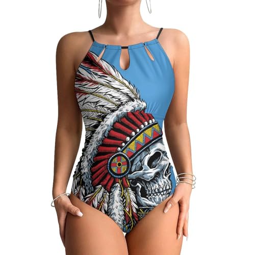 Maillots de bain une pièce femme crâne tribal chic pour la plage