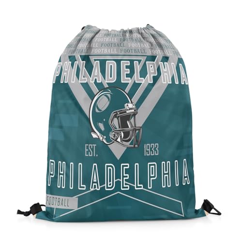 jejeloiu Football Sports Drawstring Sackpack 13"x15.7" Philadelphia Drawstring Backpack American Football Gifts for Football Fans Football City Drawstring Bags Rugby Sports Waterproof Cinch Bag2