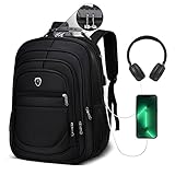 Mochila Masculina Executiva Grande Escolar Faculdade Bolso Para Notebook Trava Com Senha Cabo USB e Auxiliar Espaço Garrafa (PRETO)
