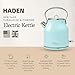 Haden Heritage 1.7 Liter Stainless Steel Electric Kettle, Hot Water Kettle with 360-Degree Base and Auto Shutoff, Turquoise & Chrome