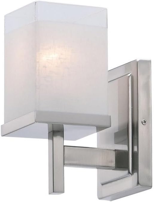 Maxim Lighting Tetra 1-Light Wall Sconce | Satin Nickel Steel Finish | Glass Shade | Transitional Indoor Light Fixture | Ideal for Hallways, Bedrooms & Bathrooms | Dimmable | 2151LNSN