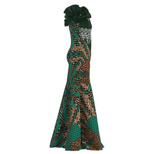 Image of iooiooi Womens Elegant Ankara Maxi Mermaid Dress Lace Decorated African Gowns