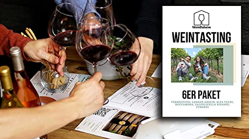 Wein Tasting Set 6er Paket | Home Tasting mit Videobegleitung | Online Weinverkostung | Wein-Probe für Zuhause als Geschenk | 6 Weine