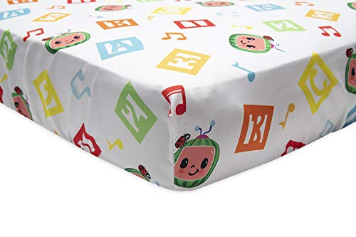 Cocomelon 4 Piece Toddler Bedding Set - Includes Quilted Comforter, Fitted Sheet, Top Sheet, And Pillow Case - Letters And Music Design #TOP3