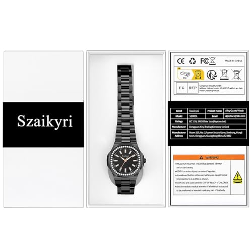 Exquisite Women's Crystal-Accented Stainless Steel Dress Watch - Elegant Black Timepiece - Image 9