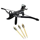 Prophecy 80 Pound Self-Cocking Pistol Crossbow with Cobra System Limb with 3 Bolts (Black with Red Dot Scope and Foregrip)