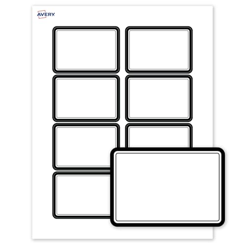 Avery Printable Adhesive Name Tags, 2-1/3" x 3-3/8", Matte White, Pre-Printed Double Black Border Design, Laser & Inkjet Compatible, 160 Total, Great Name Badges for Weddings & Events