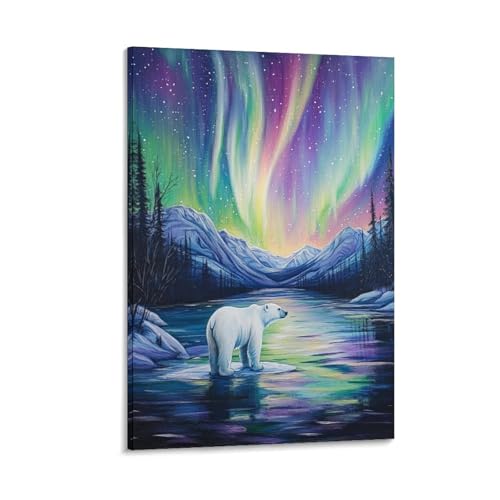 Tableau ours polaire 40x60cm pour décoration murale de maison