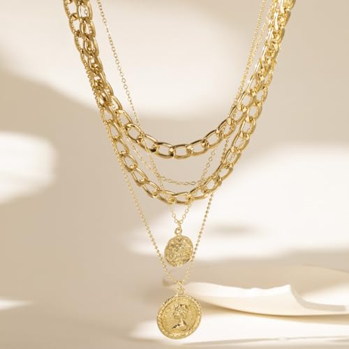 Starwo Gold Pirate Necklace for Women Vintage Chunky Layered Pirate Choker Necklaces Coin Pendant Chain Necklaces Punk 80s 90s Necklace Halloween Prom Pirates Costume Accessories(style1) by Starwo - Used condition - Image 6