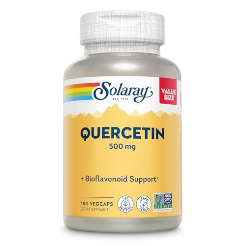 SOLARAY Quercetin 500mg Capsules - Antioxidants Supplement - Bioflavonoid and Antioxidant Support for Overall Health and Wellness - Non-GMO Vegan Lab Verified 60-Day Guarantee 180 Servings