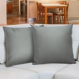 Betadistor Lot de 2 housses de coussin carrées en similicuir pour canapé, chambre à coucher, salon avec fermeture éclair invisible (45,7 x 45,7 cm, gris) 520-0431