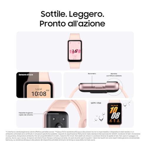 Samsung Galaxy Fit3 fitness band, batteria a lunga durata, rilevamento cadute/SOS, barometro, IP68, monitoraggio sonno, oltre 100 esercizi, gestione notifiche/musica, Pink Gold [Versione italiana] - Immagine 1