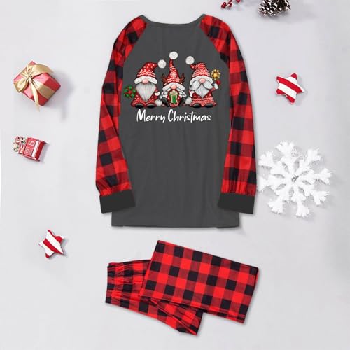 Mens Christmas Pajamas Sets Gnome Graphic Long Sleeve Plaid Shirt Family Matching Pjs Xmas Pajama Pants Sleepwear3