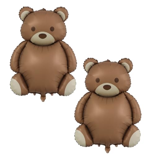 Image of Bear Balloons Large Brown Bear Foil Balloons 2 Pieces | Cute Bear Balloon Baby Show Birthday Party Animal Theme Party Decoration