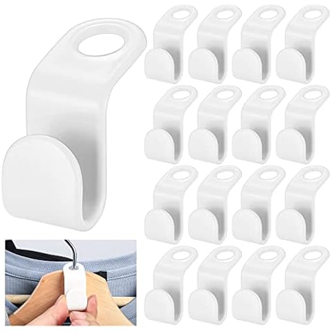 65 Pcs Clothes Hanger Connector Hooks, Space Saver Hangers, Space Saving Coat Clothes Connectors Hangers Hooks for Wardrobe Closet Garderobe Organiser Hooks Space Saving Savers- White Cover