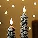 MUMCHASI 4 Pcs Flameless Taper Candles, Christmas Tree Candles with Remote, Battery Operated Candlesticks, Flickering LED Window Candlelights Real Wax Christmas Candlesticks H9.45,11.4”Green