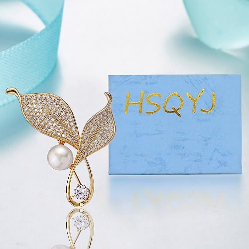 Image of Crystal Pearl Flower Brooches Pins Fashion Beautiful Created Rhinestone Floral Brooch Good Idea for Party Dance Wedding Banquet for Elegant Women Girl