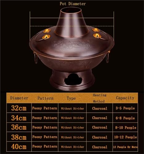 Olla de carbón de cobre de 40 cm para cocina Shabu Shabu de 3 a 12 personas 3