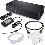 Crossery Dell D6000s Docking Station Bundle - Includes Universal Dell Dock Station, HDMI Cable, 130W Power Adapter & Microfiber Cloth, Compatible with USB-C, 4k Dual Monitor Support (Renewed)