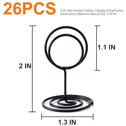Image of Table Number Holders, 26PCS Place Card Holder, Photo Holder (2 inch Black) | Picture Holder, Cards Stand Name Menu Clips, Small Size Table Sign Card Holder for Centerpieces Wedding Birthday Party
