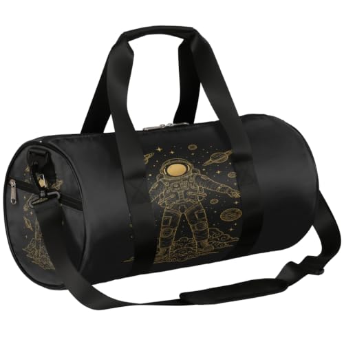 Bolsa de viaje ligera con estampado de astronauta dorado para ordenar tu ropa