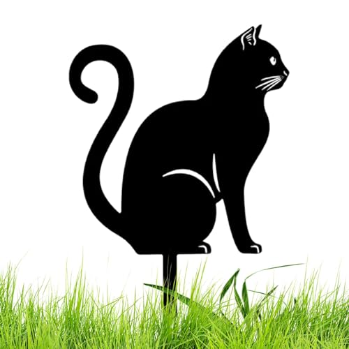 Pieu de Cour de Chat Noir | Piquets de Jardin Décoratifs en Métal - Décorations Extérieures de Pelouse pour Les Amoureux des Chats, Artisanale pour l'Extérieur
