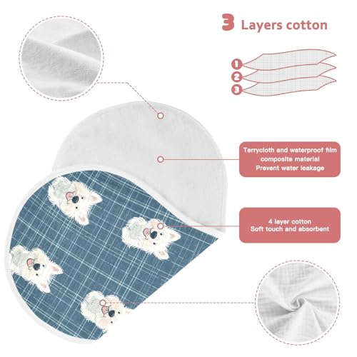 vvfelixl Muslin Burp Cloths Cheerful White Dog Baby Washcloths for Baby Girl Boys 2 Pack3