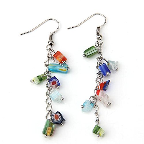 Paio orecchini gancio in vetro murano grappolo