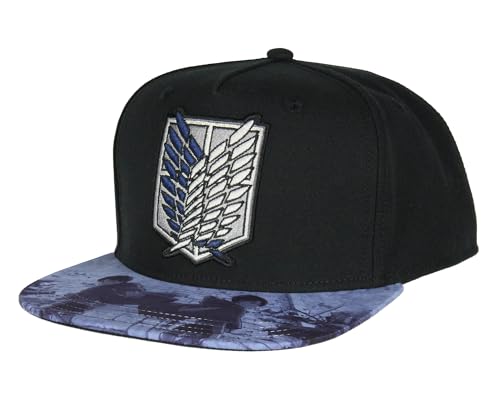Attack on Titan Sublimated Brim Embroidered Regiment Shield Adjustable Snapback Hat Cap Adult OSFM Multicolored