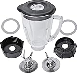 Sduck Parts 6-Cup Square Top Glass Jar Assembly with Blade, Compatible with Oster Classic Series Blender and Osterizer Blender