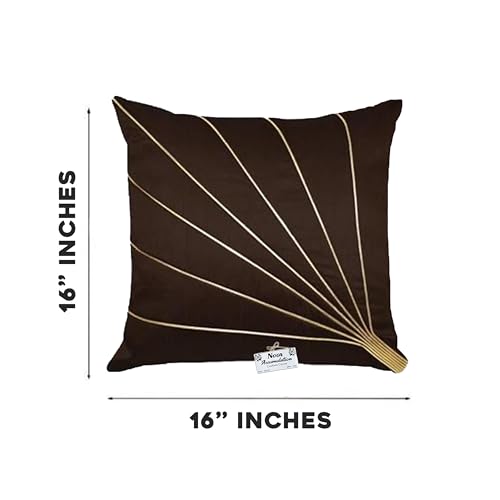 Image of Noor Silk Cushion Covers Pack of 7 | 16x16 Inches, Brown