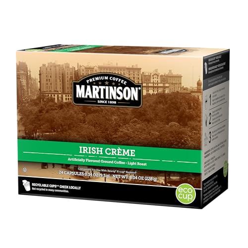 Martinson Irish Crème Flavored Coffee, Light Roast, Keurig K-Cup Brewer Compatible Pods, 24 Count (Pack of 1)