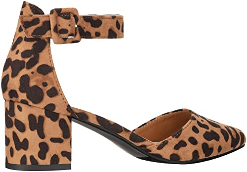Illude Women’s Heels Pointy Closed Toe Pump Ankle Strap Chunky Low Block Heels (6.5, Leopard Suede) #TOP2