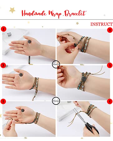 Plumiss Boho Handmade Bead Wrap Bracelets Turquoise Blue Imperial Jasper Stone Strand Bracelet #TOP6