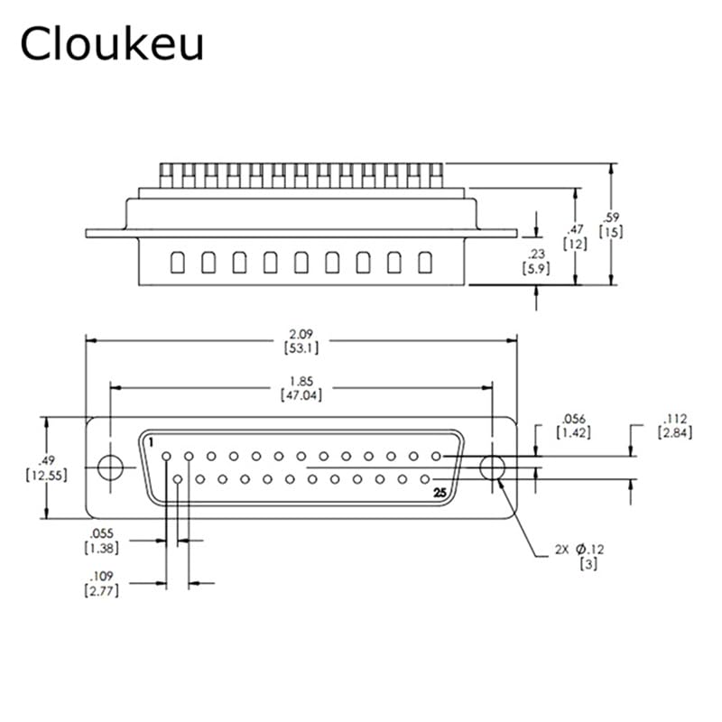 Wiring Connecting Terminals - DB25 Hole Female Solder Cup Connector DB25F Serial Port Adapter 100Pcs