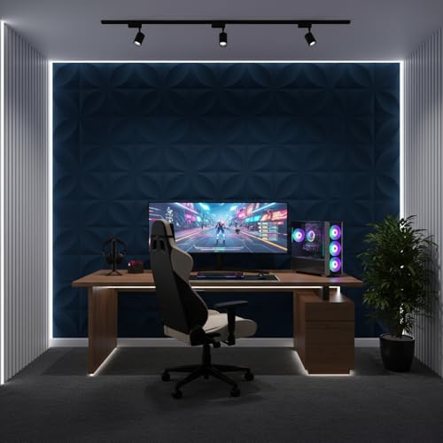Image of Kayra Decor Wall Panels for Bedroom Butterfly Design Navy Blue Color 19.7 inch x 19.7 inch (Pack of 40) - Covers 107.80 Sq. Ft.