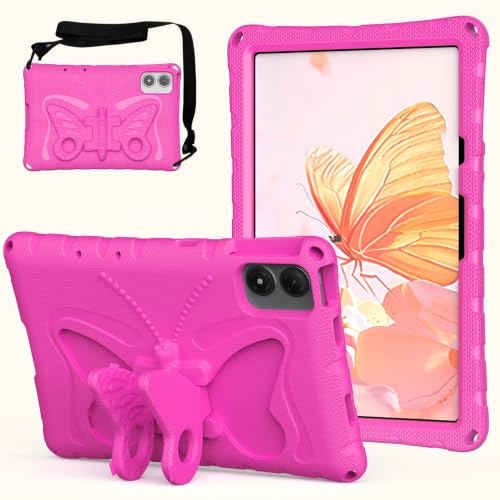 Funda para Honor Pad 10 2025 de mariposa: el regalo infantil perfecto en rojo