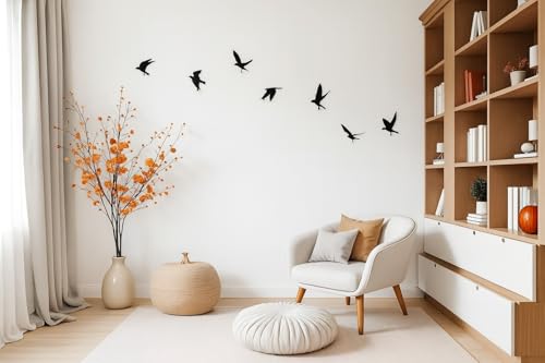 Image of Bird Wall Art Hooks - Set of 7 Metal Decorative Bird Hooks for Wall, Key Holder & Clothes Hanger - Laser Cut, Powder Coated, Heavy Duty, Rustic Home Decor for Living Room & Entryway
